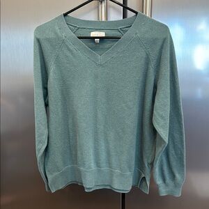 Lucky Brand Green V-Neck Sweater Soft Knit